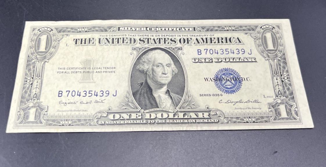 1935 G $1 Silver Certificate Blue Seal Note Choice VF Very Fine Circ #439