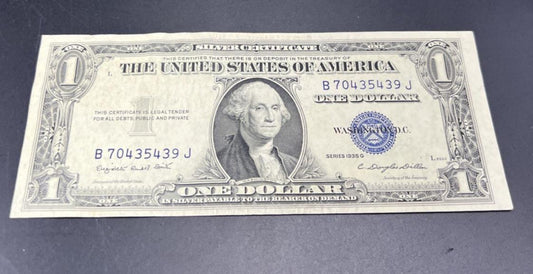 1935 G $1 Silver Certificate Blue Seal Note Choice VF Very Fine Circ #439