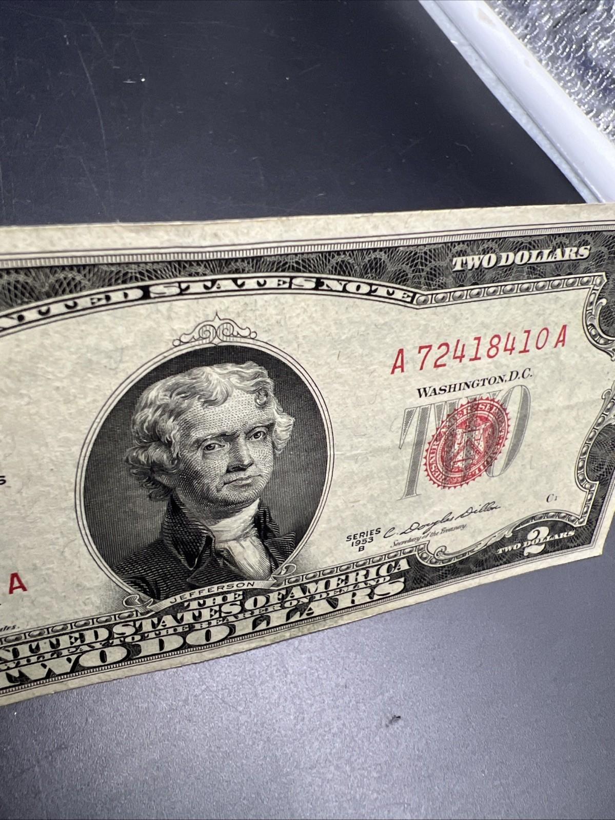 1953 B $2 Two Dollar USN Red Seal Legal Tender Note Choice VF Very Fine #410