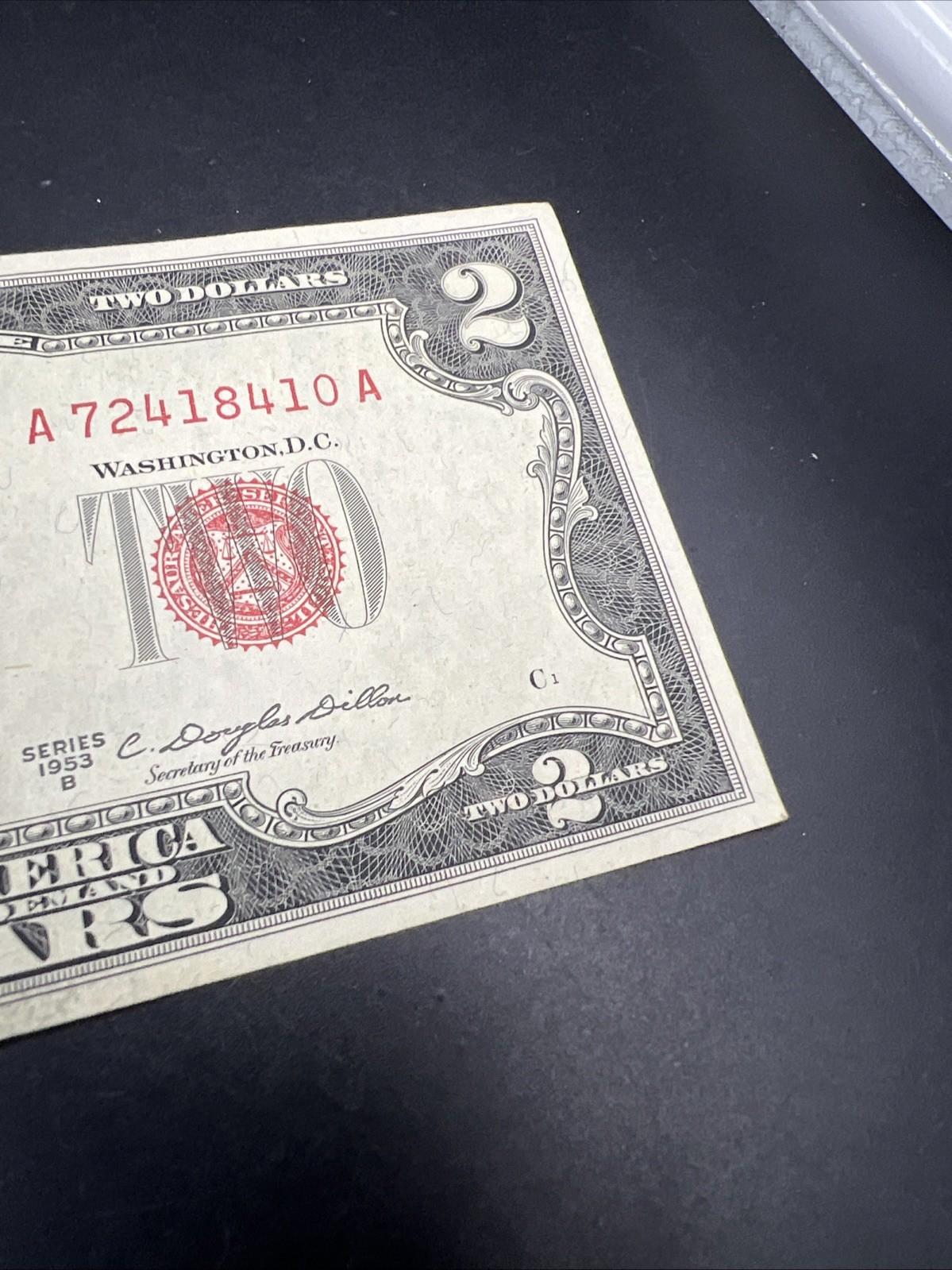 1953 B $2 Two Dollar USN Red Seal Legal Tender Note Choice VF Very Fine #410