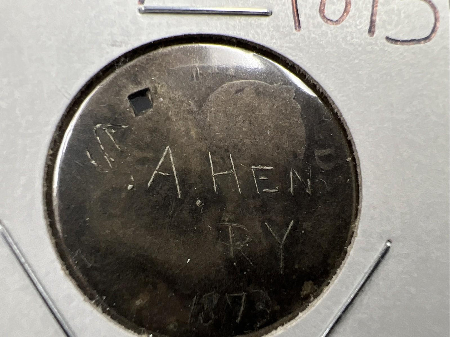 No Date Spanish Kingdom Pillar 2 Reals Fair Details Graffiti " S A Henry 1973 "