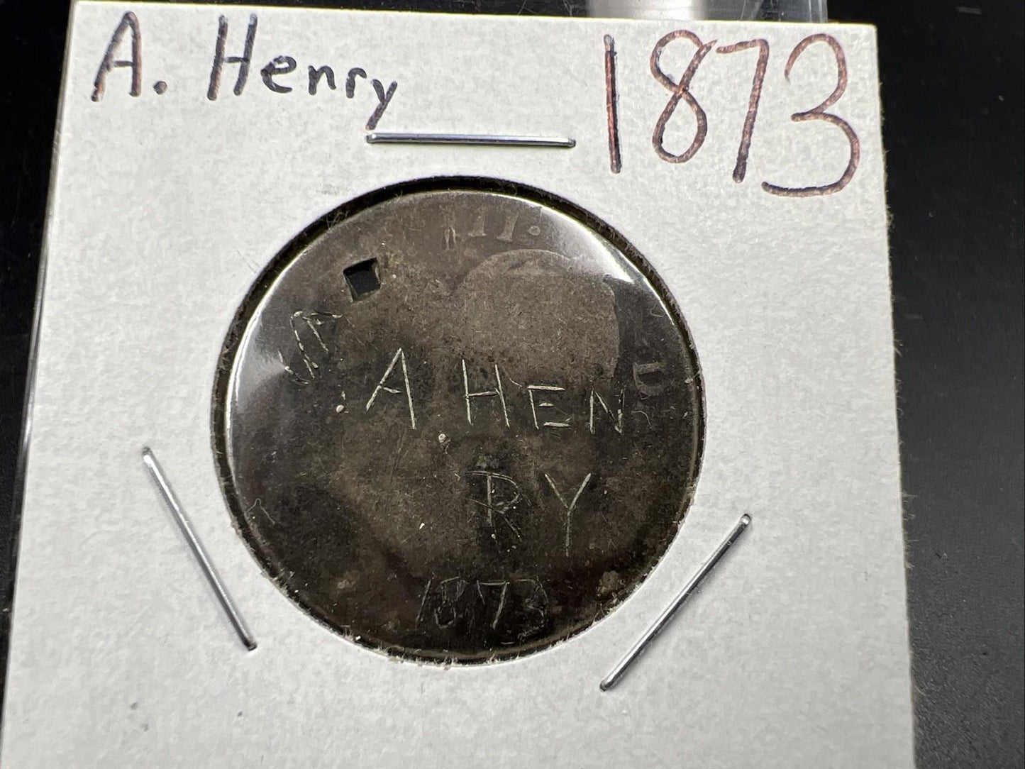 No Date Spanish Kingdom Pillar 2 Reals Fair Details Graffiti " S A Henry 1973 "