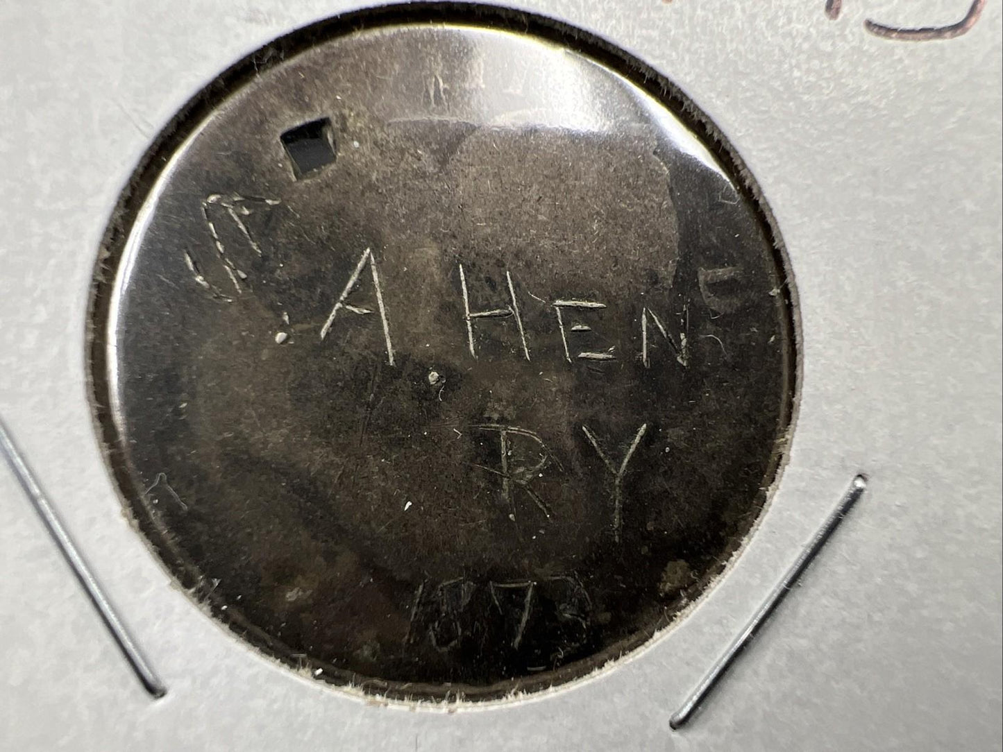 No Date Spanish Kingdom Pillar 2 Reals Fair Details Graffiti " S A Henry 1973 "