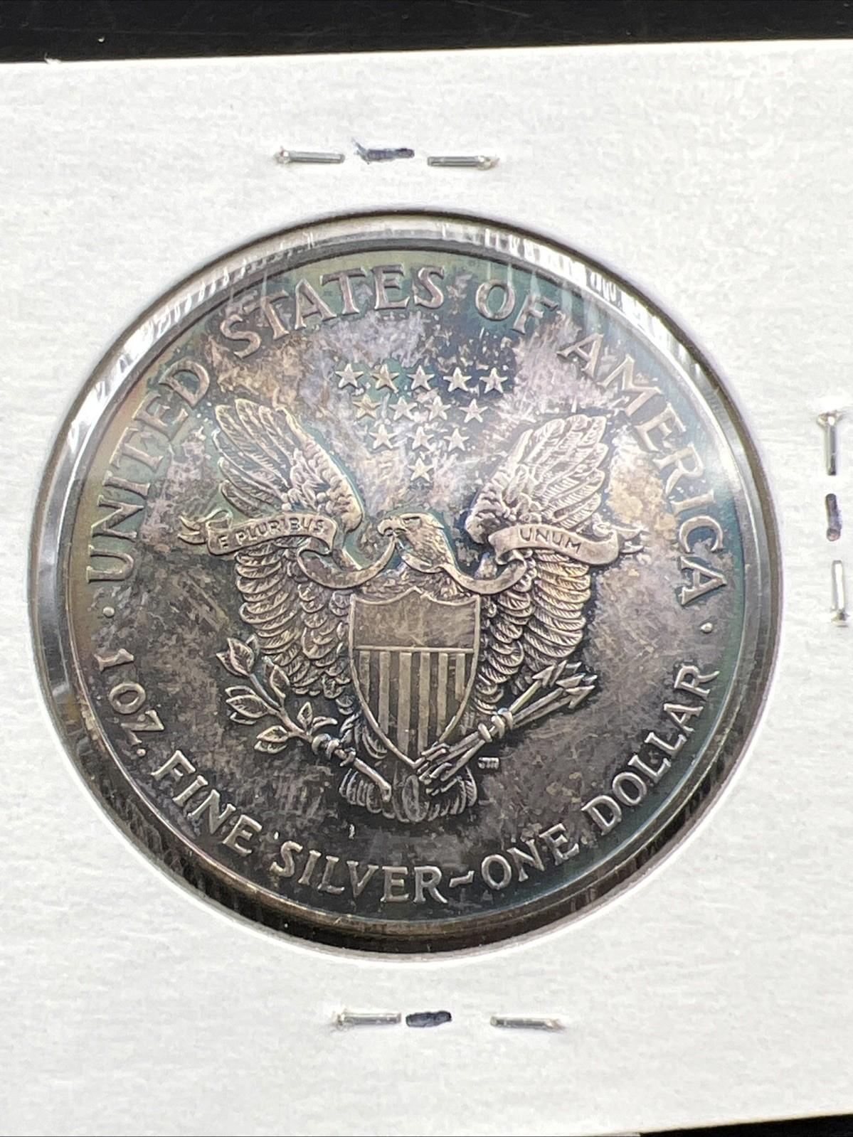 2007 1 OZ American Silver Eagle Choice BU UNC PQ * BLUE Original Toning #B