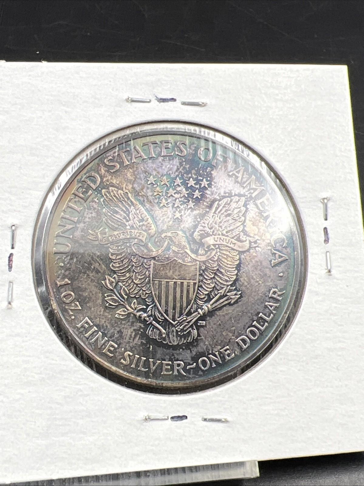 2007 1 OZ American Silver Eagle Choice BU UNC PQ * BLUE Original Toning #B