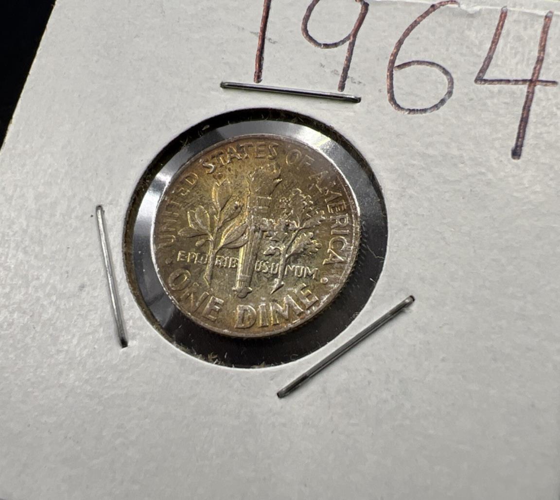 1964 10c Roosevelt Silver Dime Coin Neat Toning Reverse SK#B1b