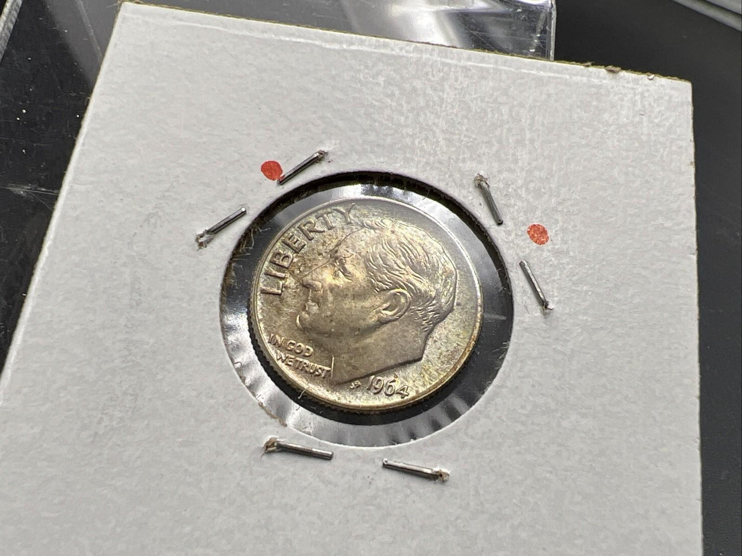 1964 D 10c Roosevelt Silver Dime BU Coin Die Cracks Obverse Variety + Toner