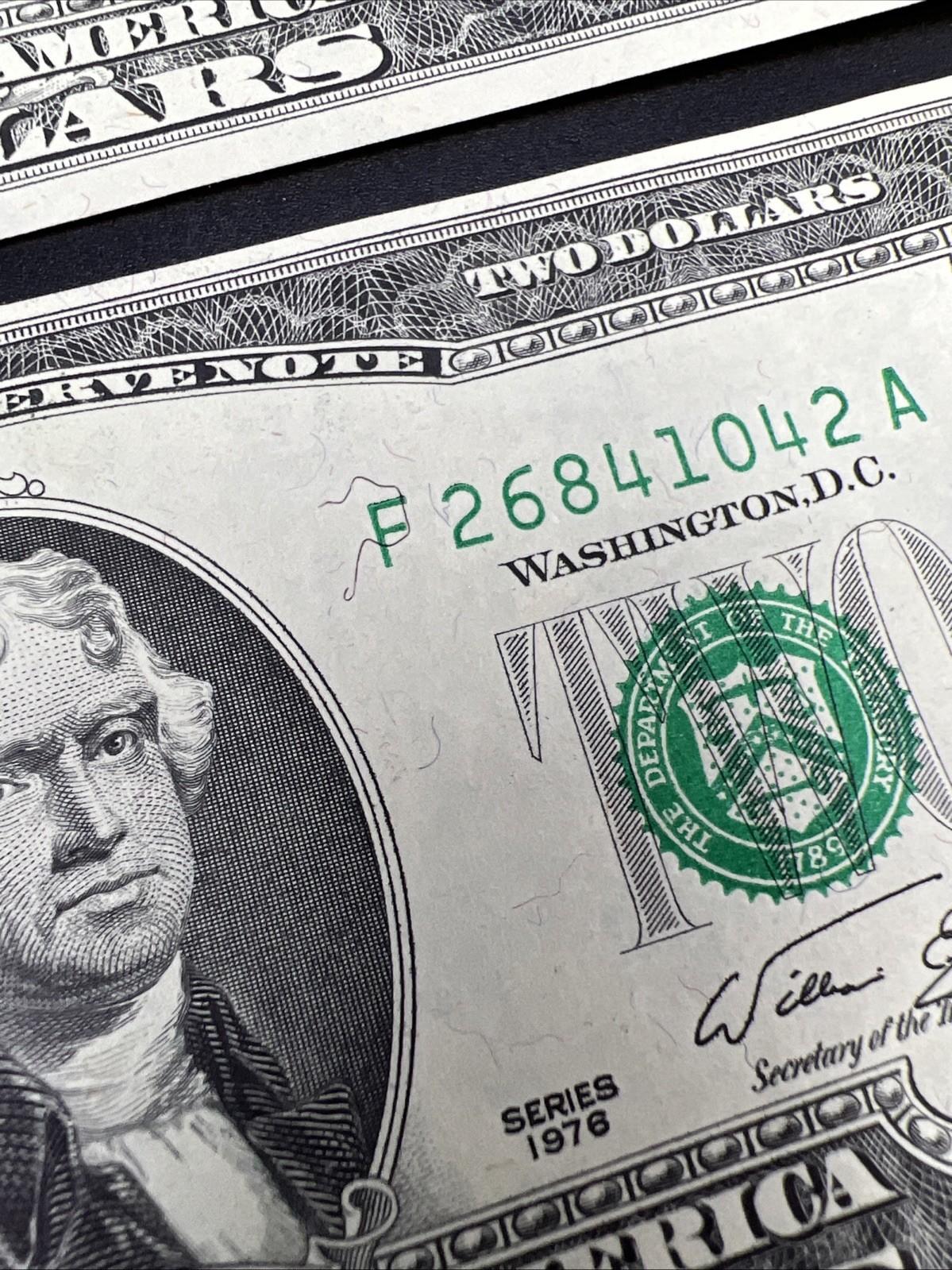 5 Consecutive 1976 $2 FRN Bicentennial Two Dollar Bills Choice UNC #039