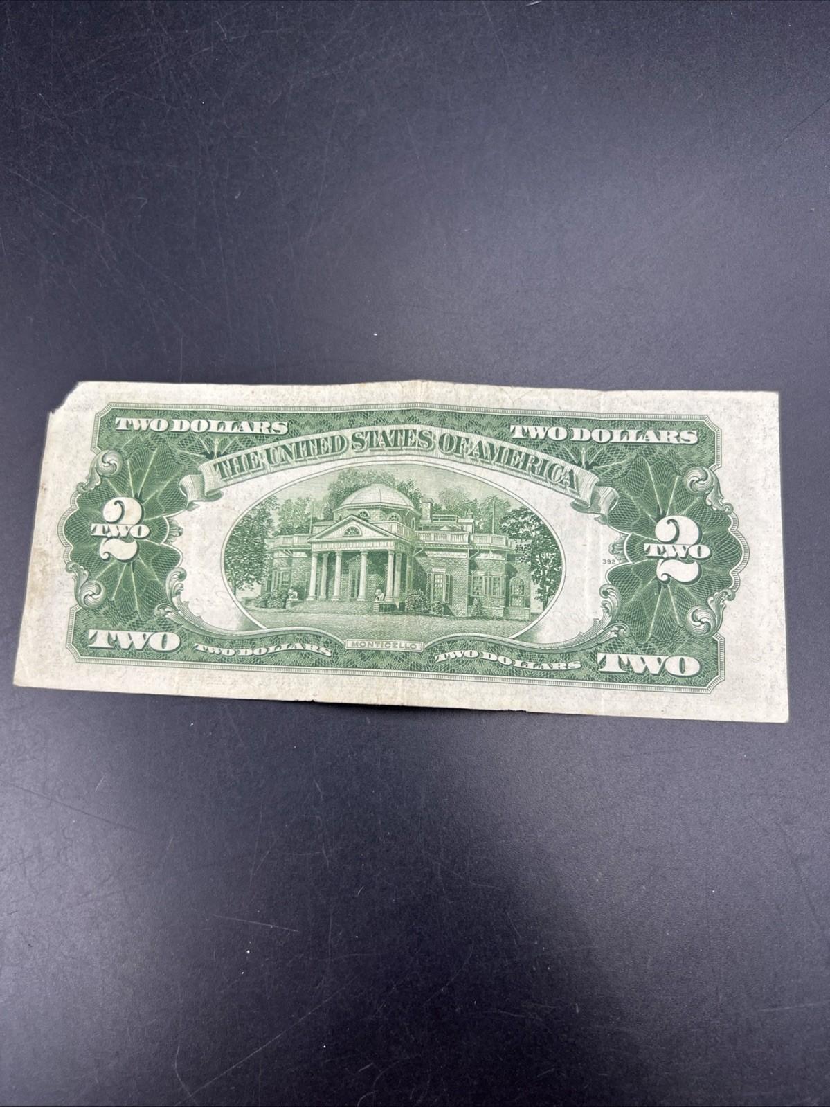 1953 * Star A $2 USN United States Note Red Seal Fine Details Corner Tear #61A