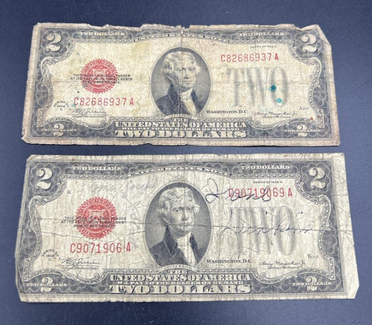 2 Note Set 1928 D $2 USN United States Notes Cull Very UGLY Circulated #37A