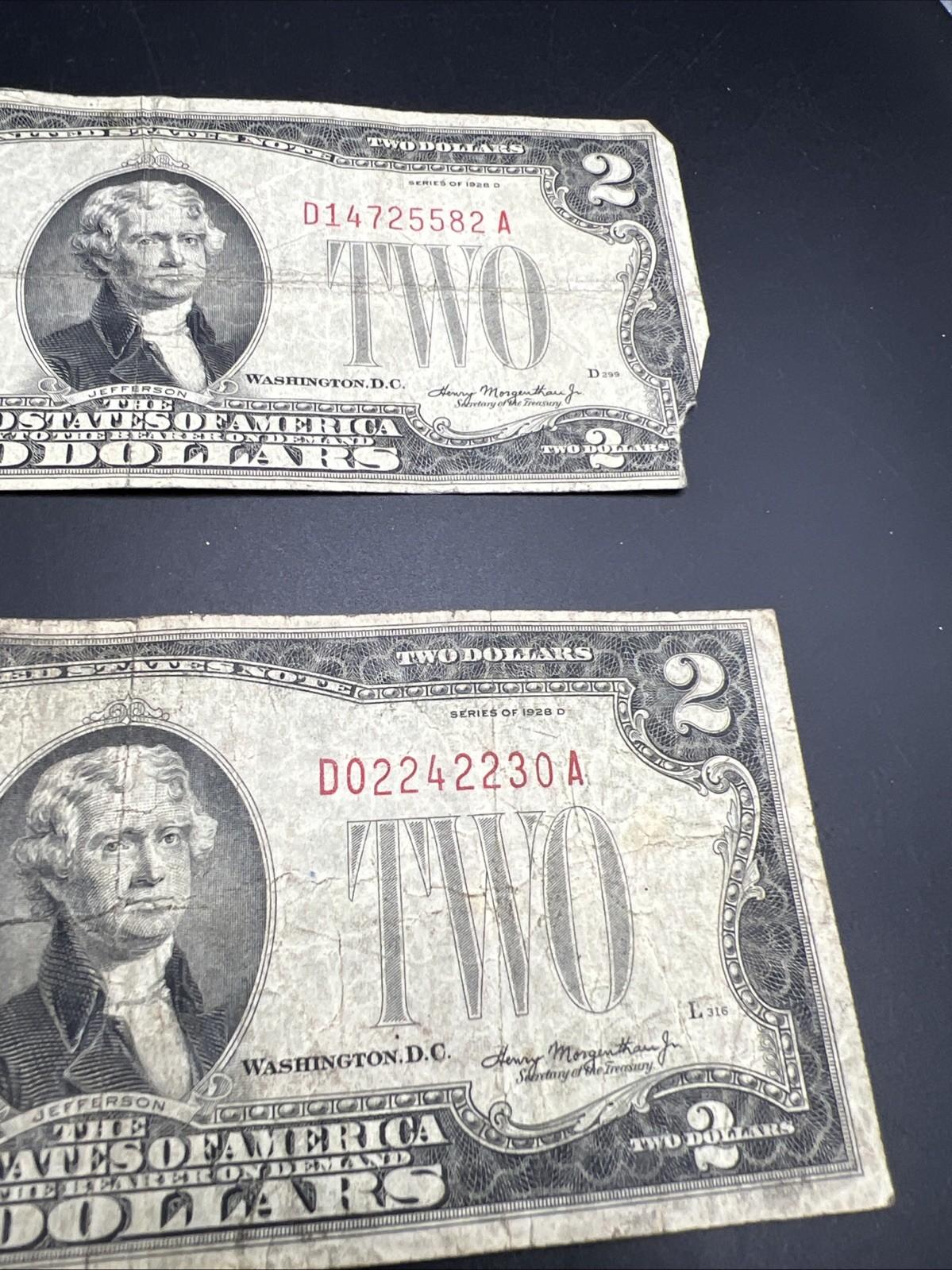 2 Note Set 1928 D $2 USN United States Notes Cull Very Circulated #230