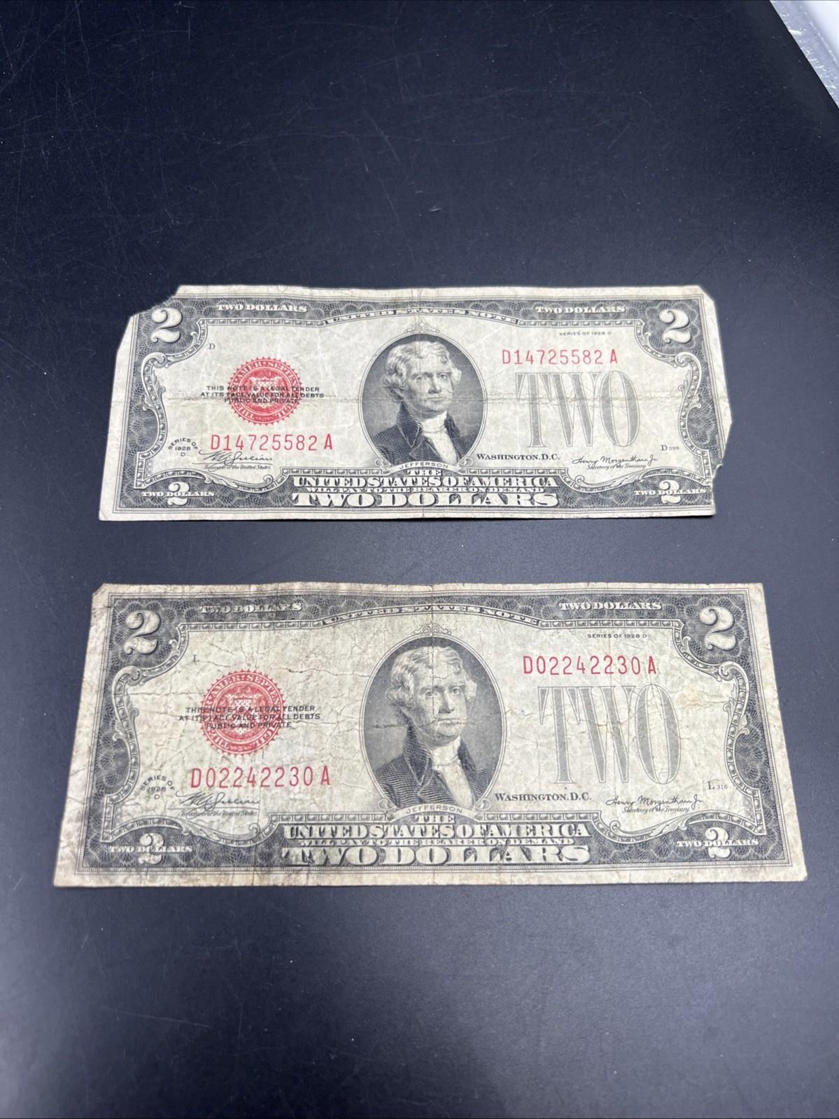 2 Note Set 1928 D $2 USN United States Notes Cull Very Circulated #230