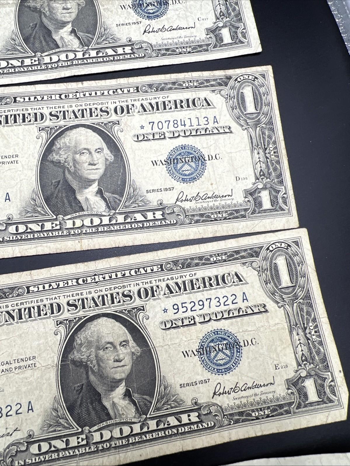 5 Note Lot 1957 * Star Note Silver Certificates VG / Fine Circ #039