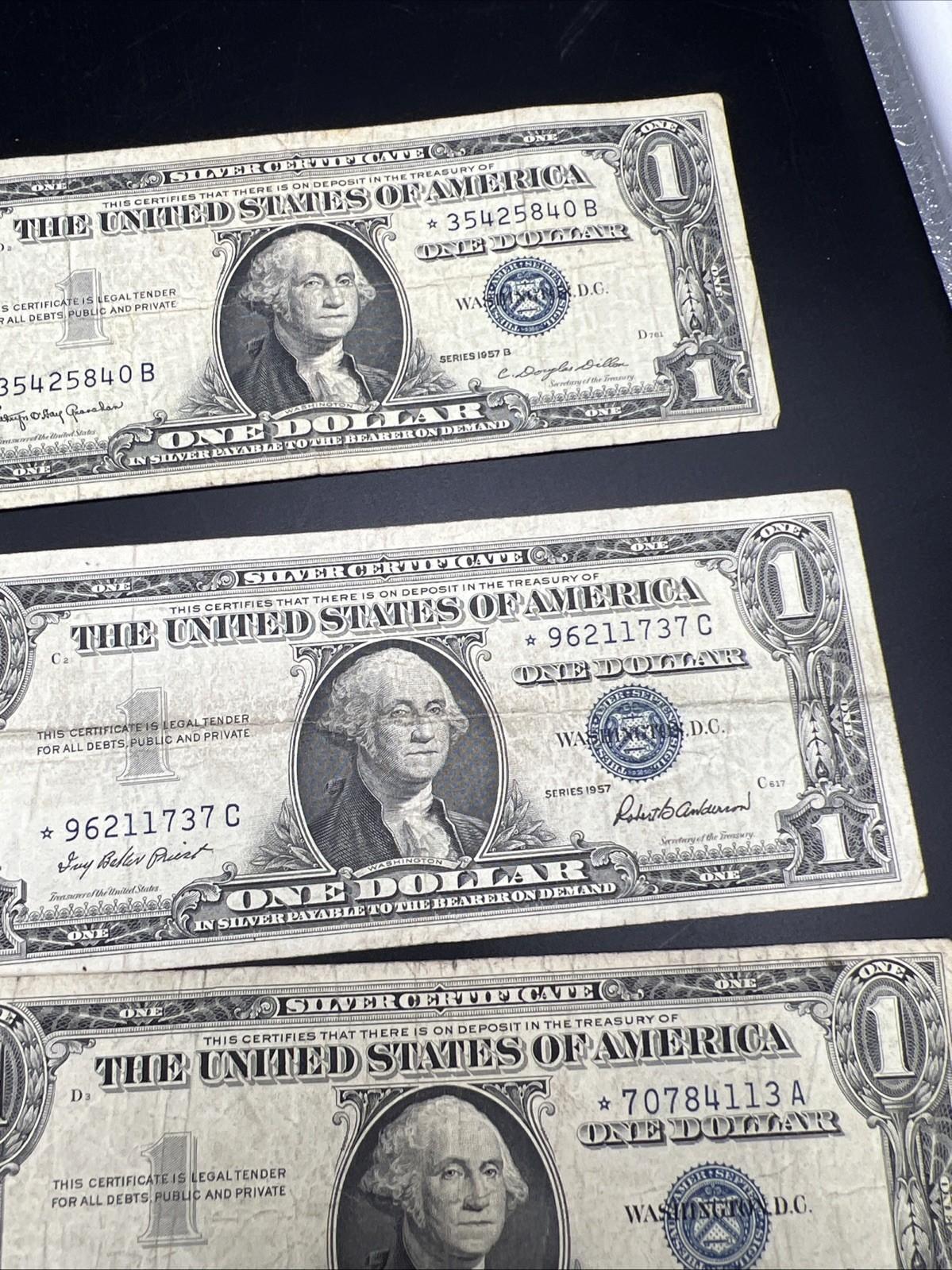5 Note Lot 1957 * Star Note Silver Certificates VG / Fine Circ #039