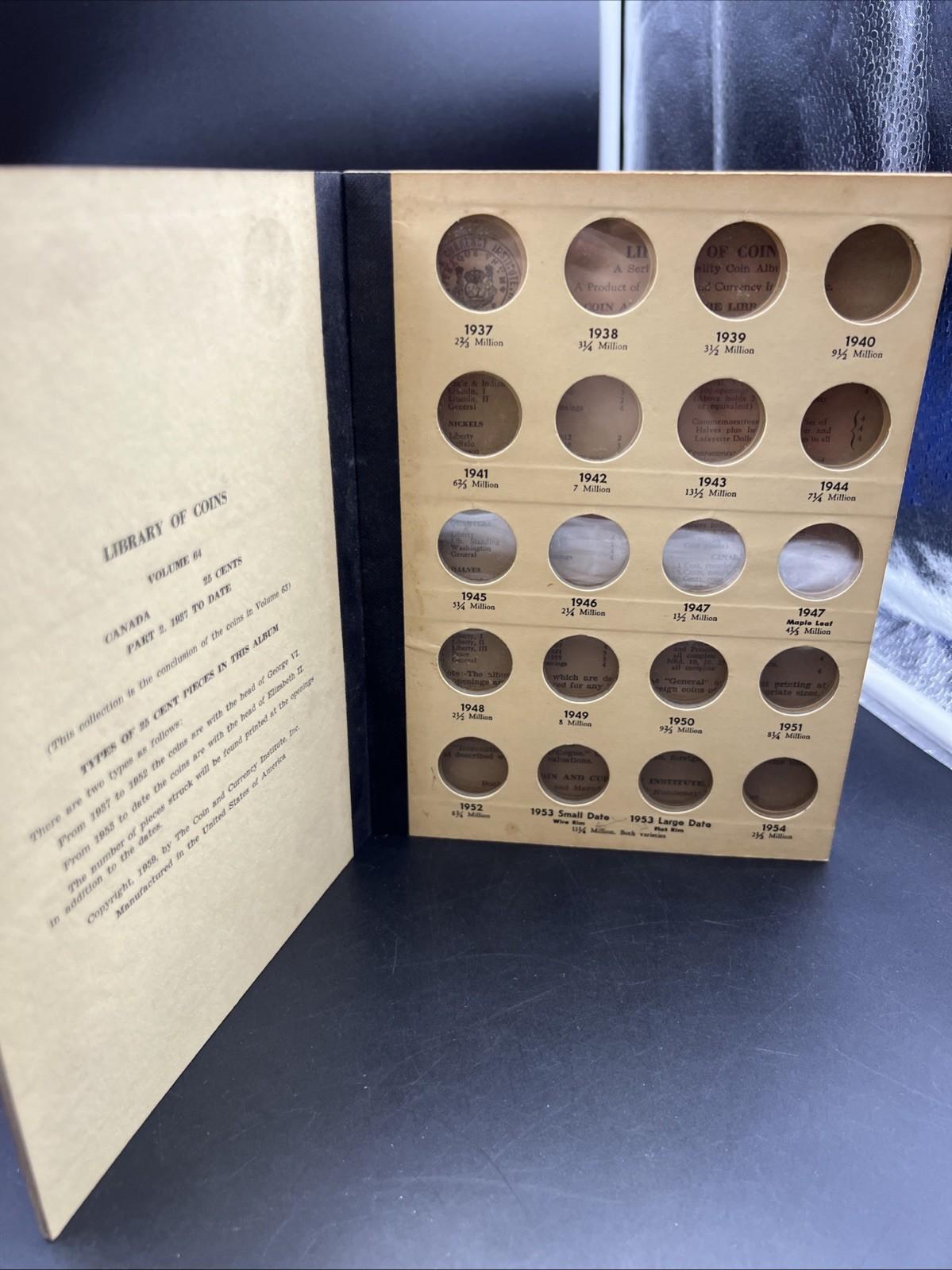 Library of Coins brand Album Canada 25 Cents Part 2 Vol 64 EMPTY USED NO COINS