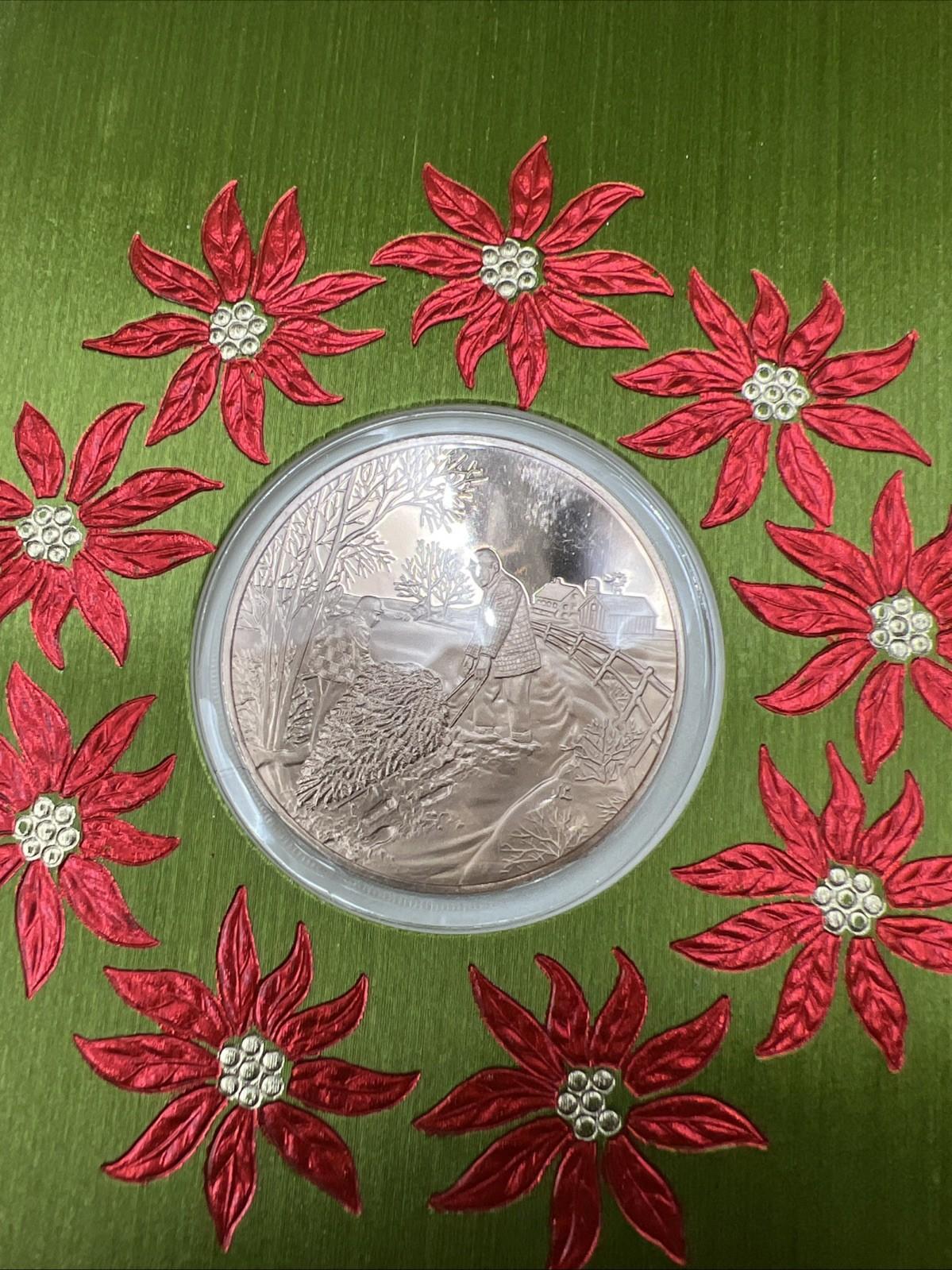 1973 Seasons Greetings Merry Christmas Bronze Medal UNC in Display Card