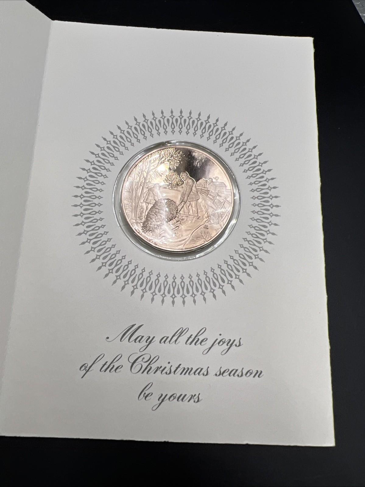 1973 Seasons Greetings Merry Christmas Bronze Medal UNC in Display Card