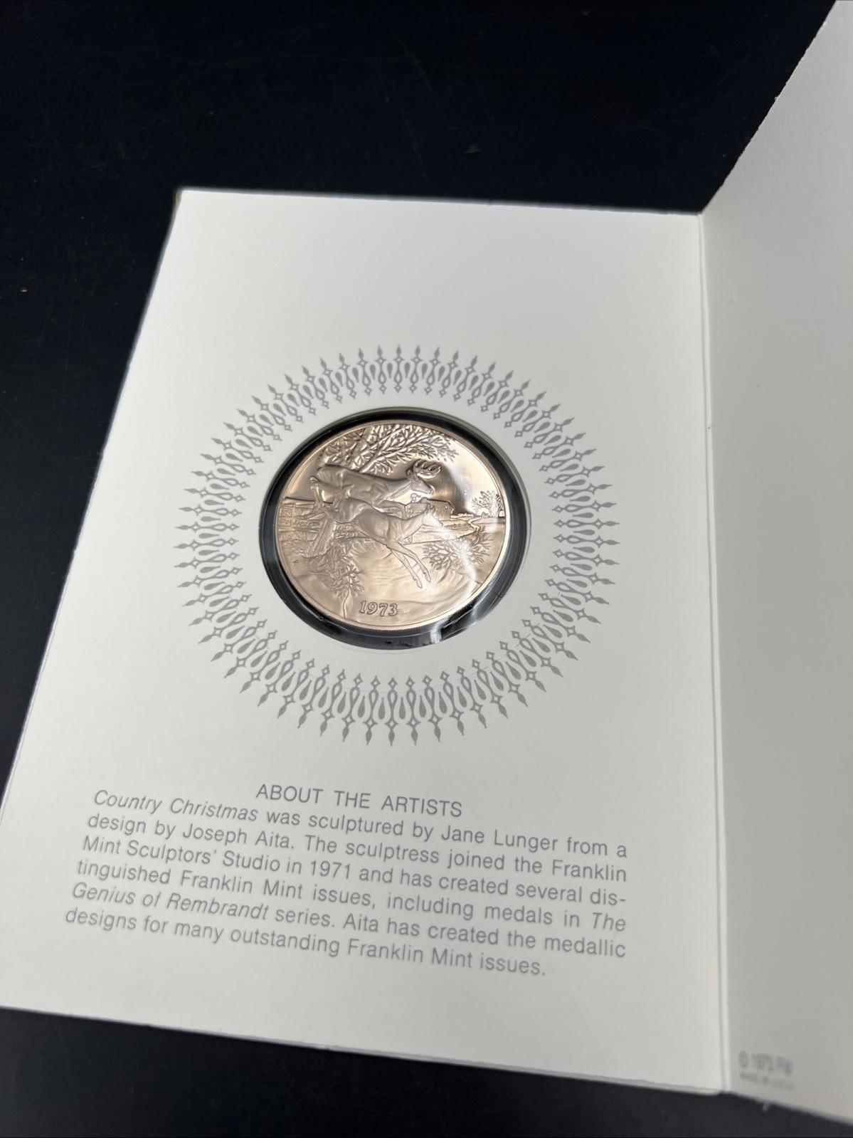 1973 Seasons Greetings Merry Christmas Bronze Medal UNC in Display Card