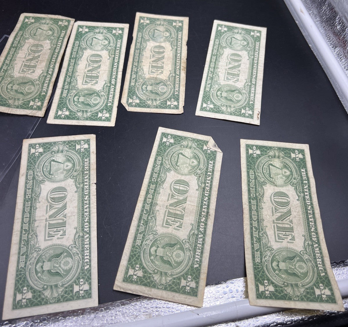 Lot of 7 1935 $1 One Dollar Blue Seal Silver Certificates Very Circ Some Tears #