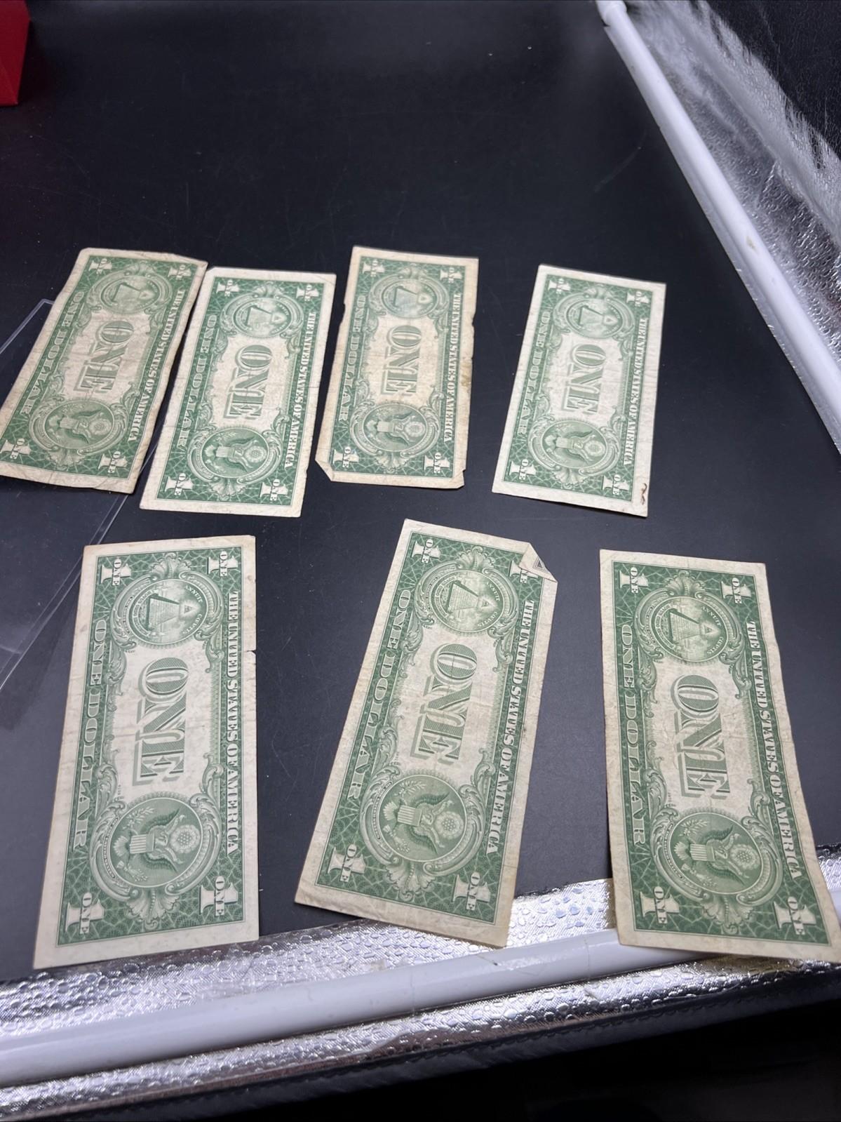 Lot of 7 1935 $1 One Dollar Blue Seal Silver Certificates Very Circ Some Tears #