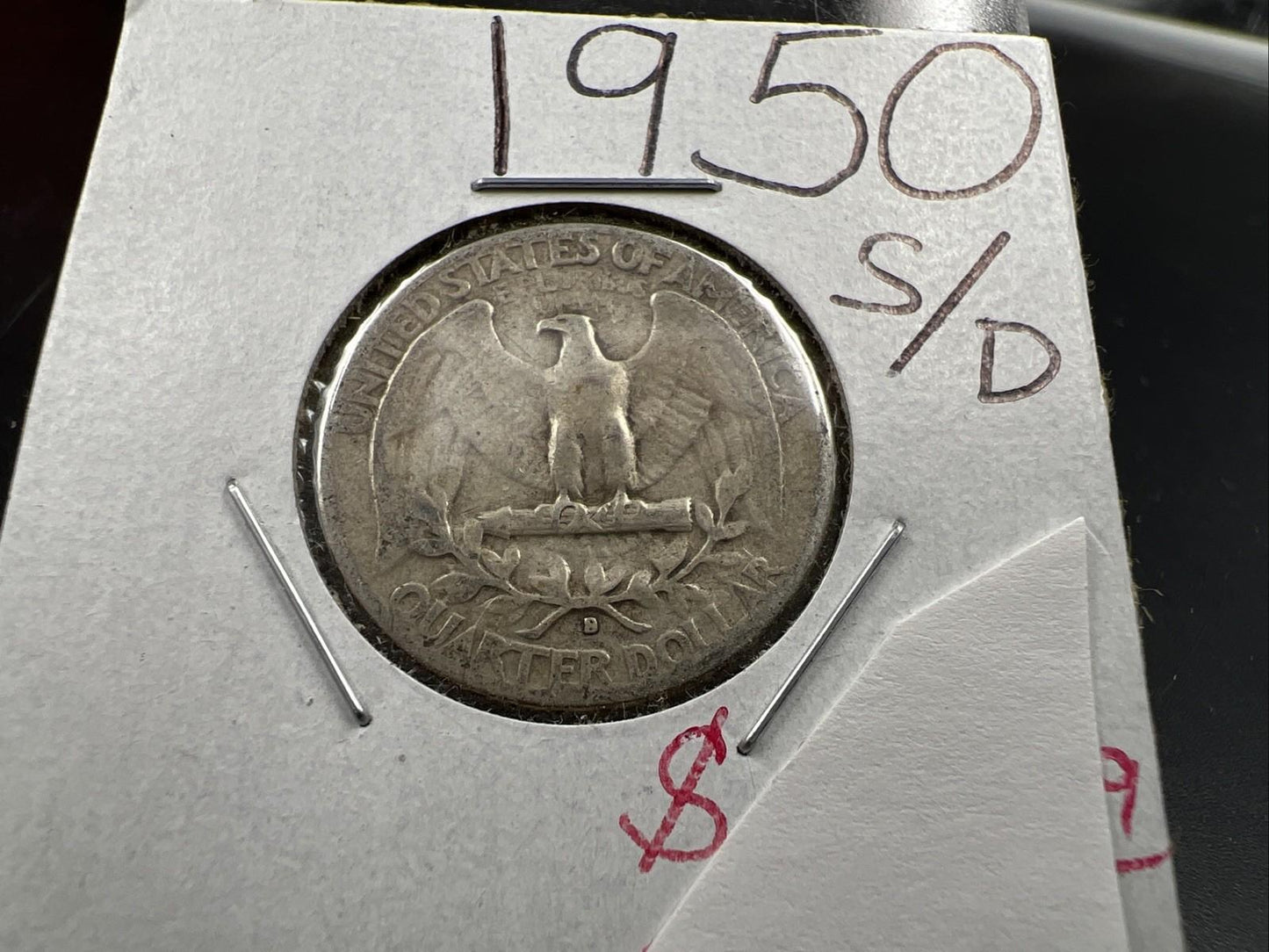 1950 S / D OMM Variety 25c Washington Silver Quarter Coin AG About Good