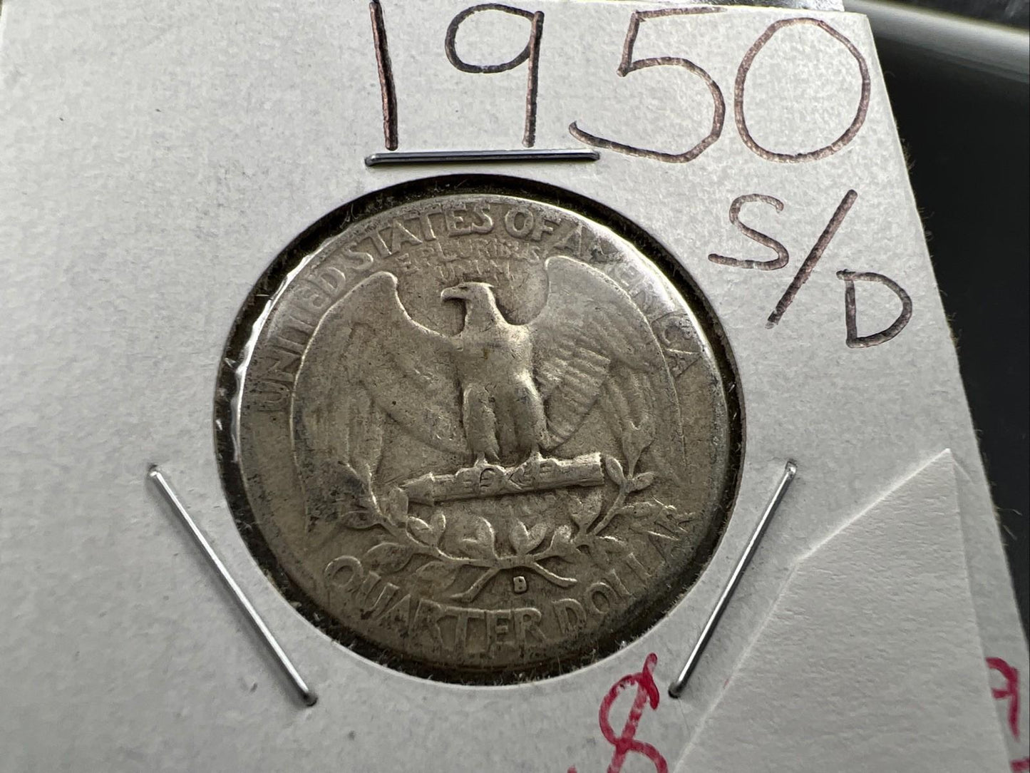 1950 S / D OMM Variety 25c Washington Silver Quarter Coin AG About Good