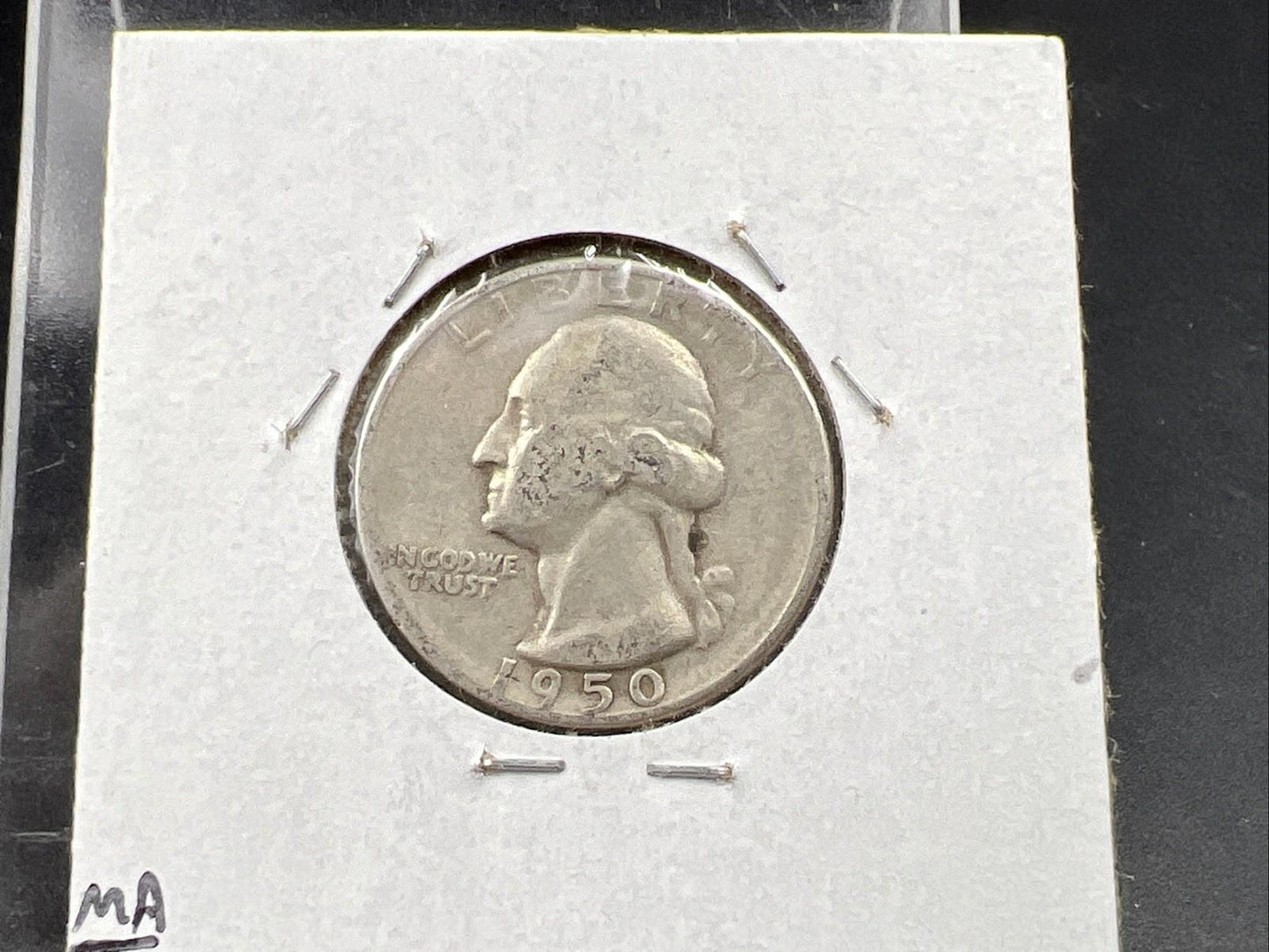 1950 S / D OMM Variety 25c Washington Silver Quarter Coin AG About Good