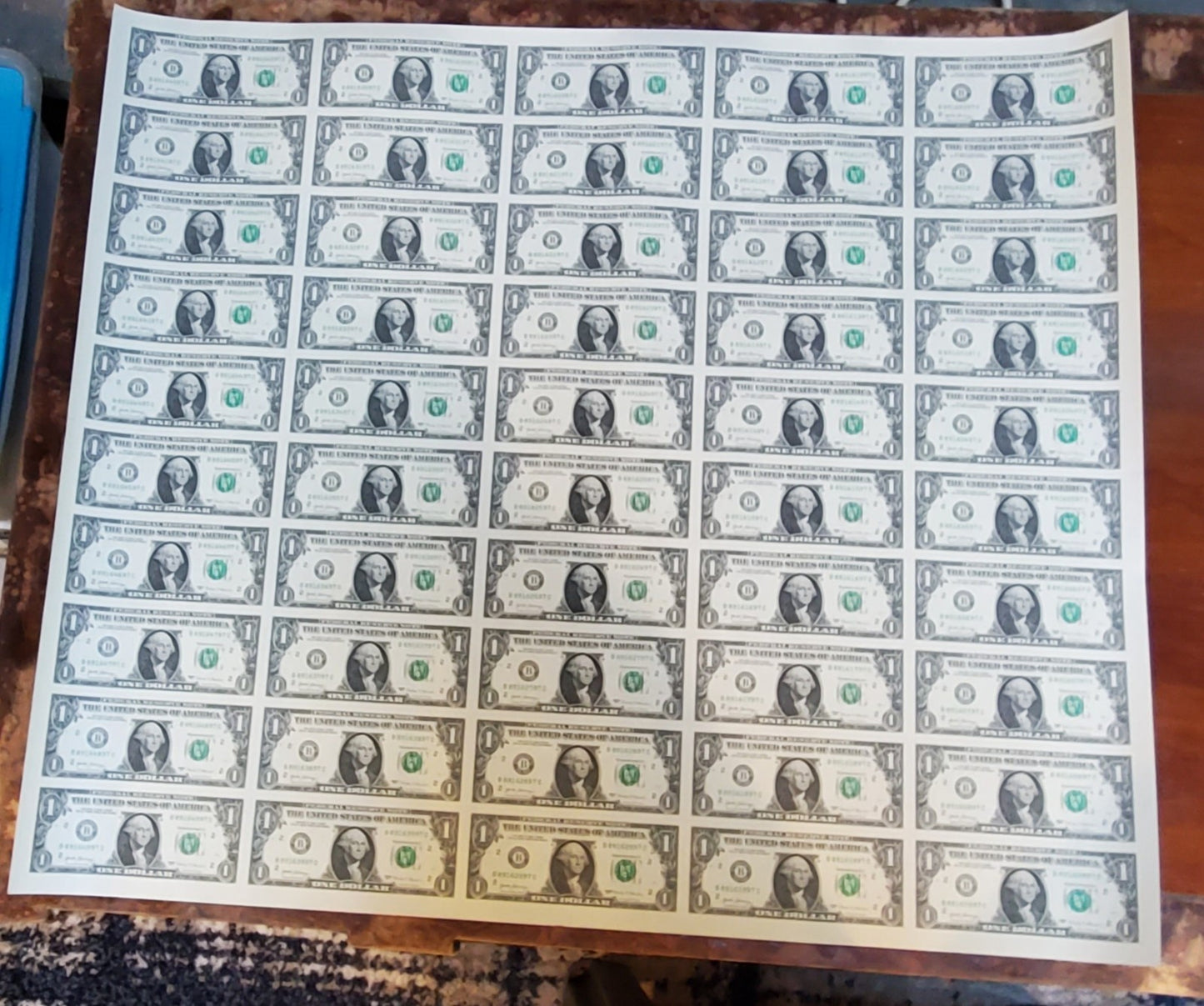 Uncut Sheet 50 Notes 2017 $1 FRN One Dollar Bills New York District UNC