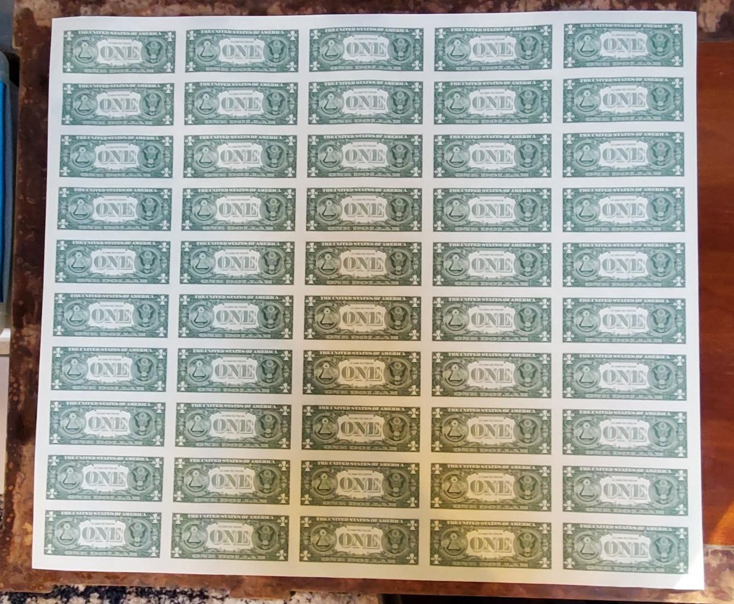 Uncut Sheet 50 Notes 2017 $1 FRN One Dollar Bills New York District UNC