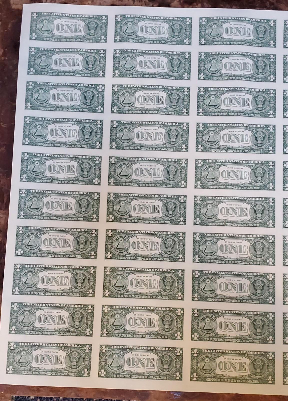 Uncut Sheet 50 Notes 2017 $1 FRN One Dollar Bills New York District UNC