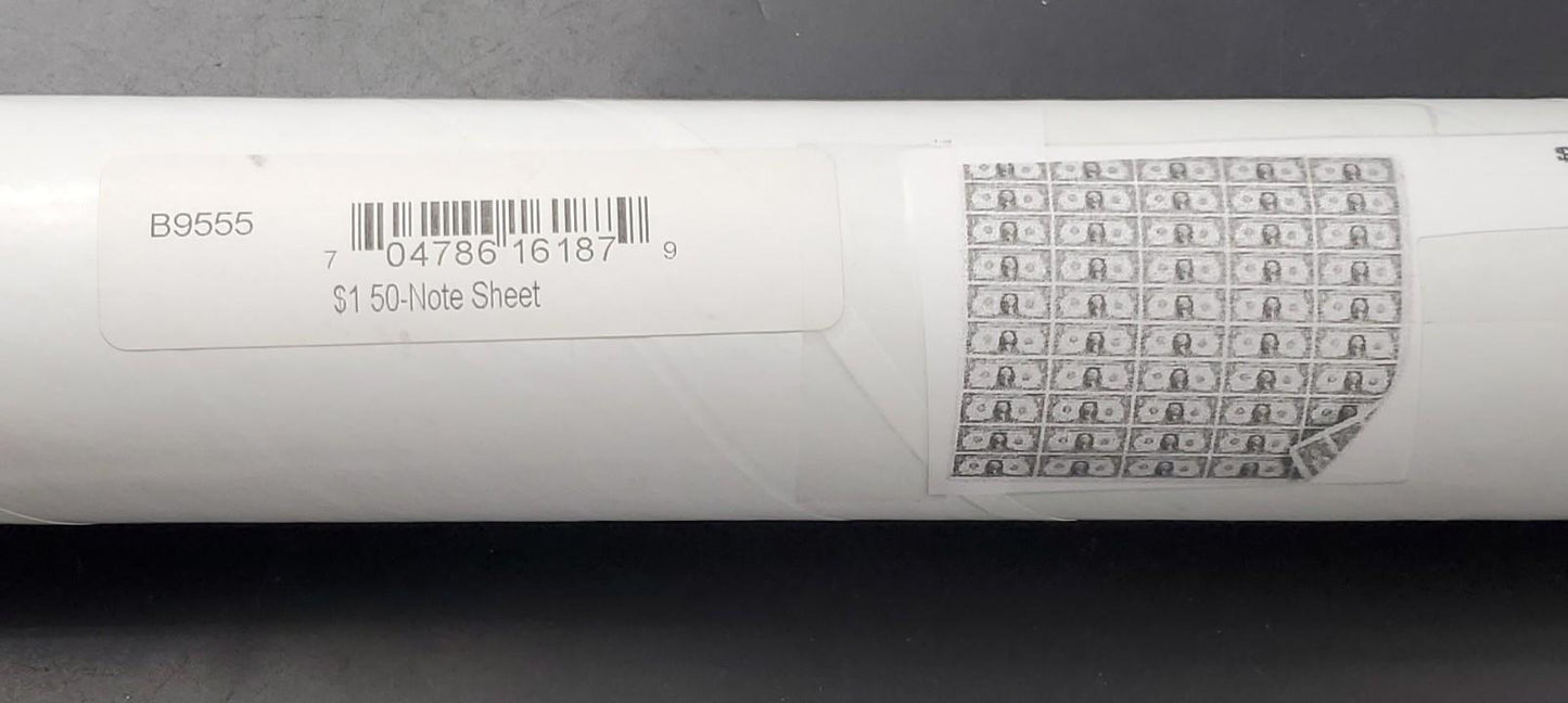 Uncut Sheet 50 Notes 2017 $1 FRN One Dollar Bills New York District UNC