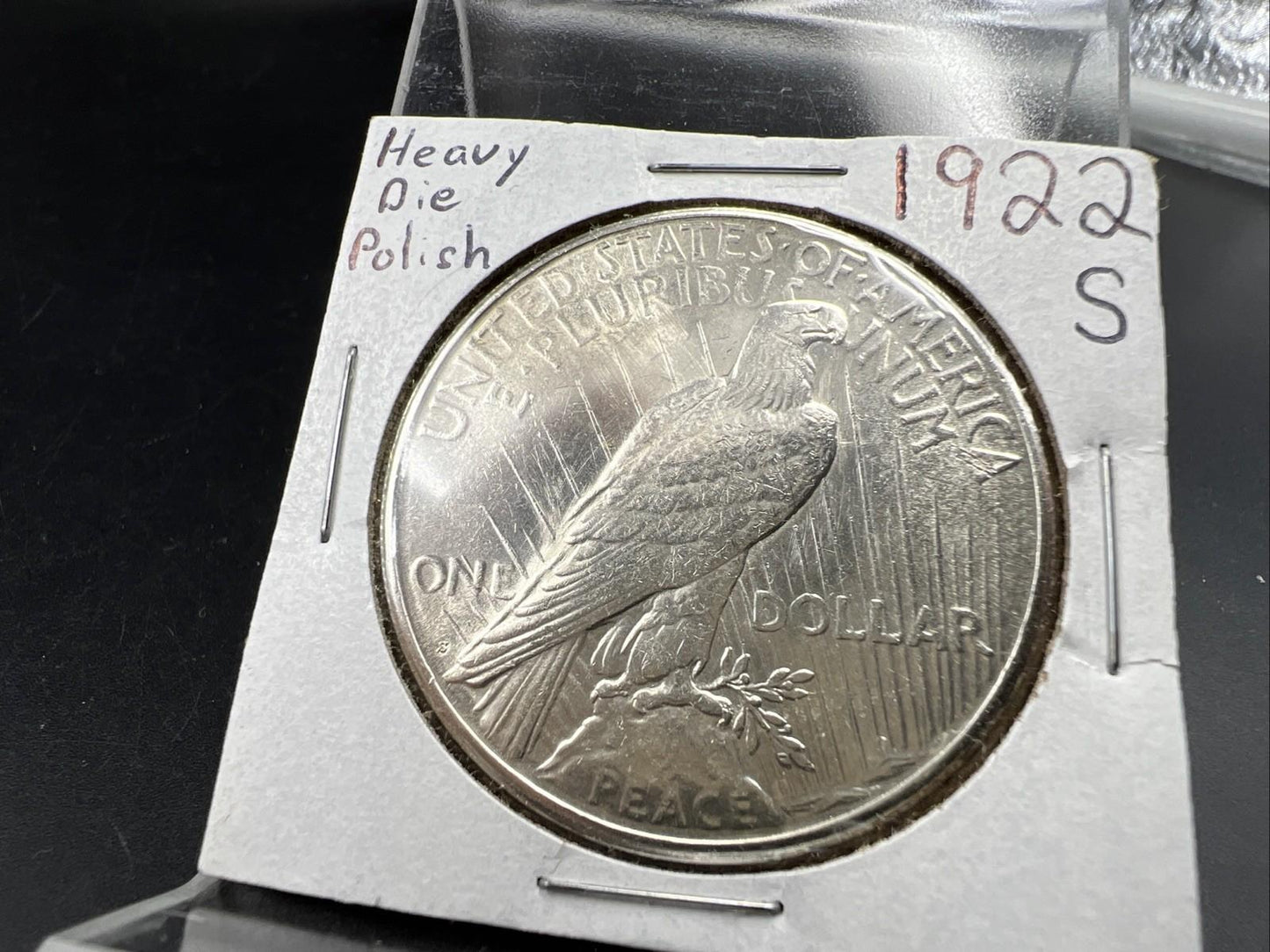 1922 S $1 Peace Silver Dollar Coin CH AU / CU UNC Heavy Die Polish Reverse