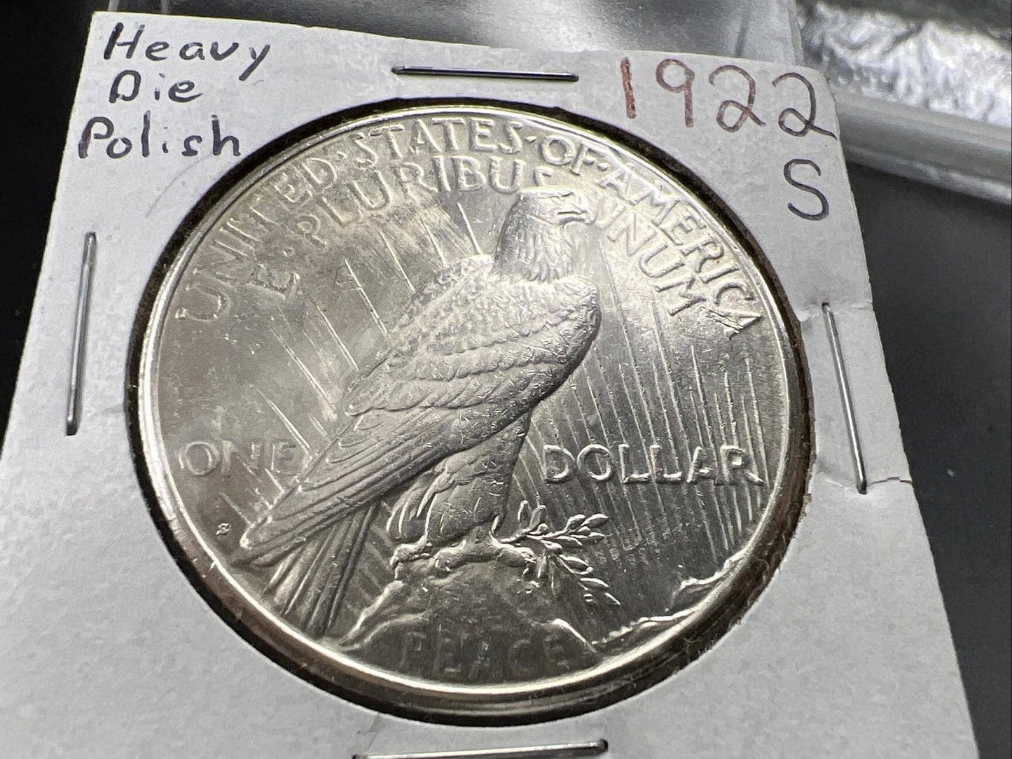 1922 S $1 Peace Silver Dollar Coin CH AU / CU UNC Heavy Die Polish Reverse