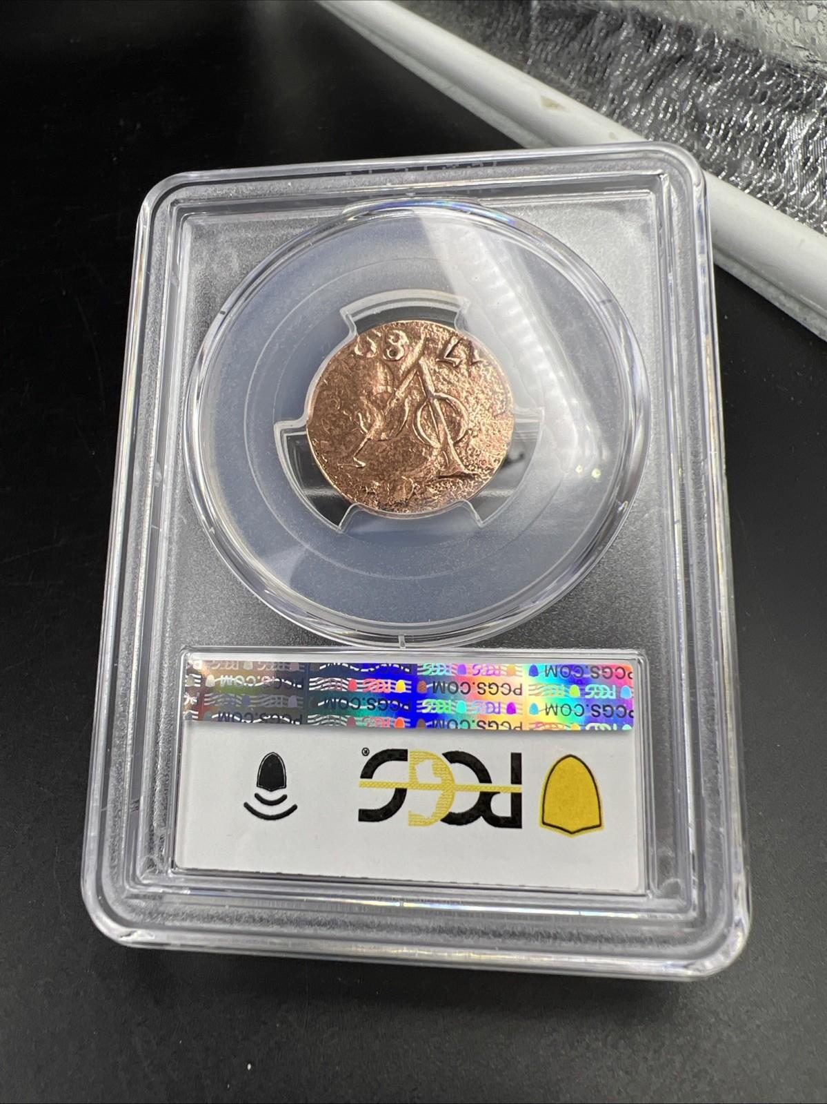 1789 VOC Netherlands East Indies Duit Holland Coin New York Penny PCGS Genuine