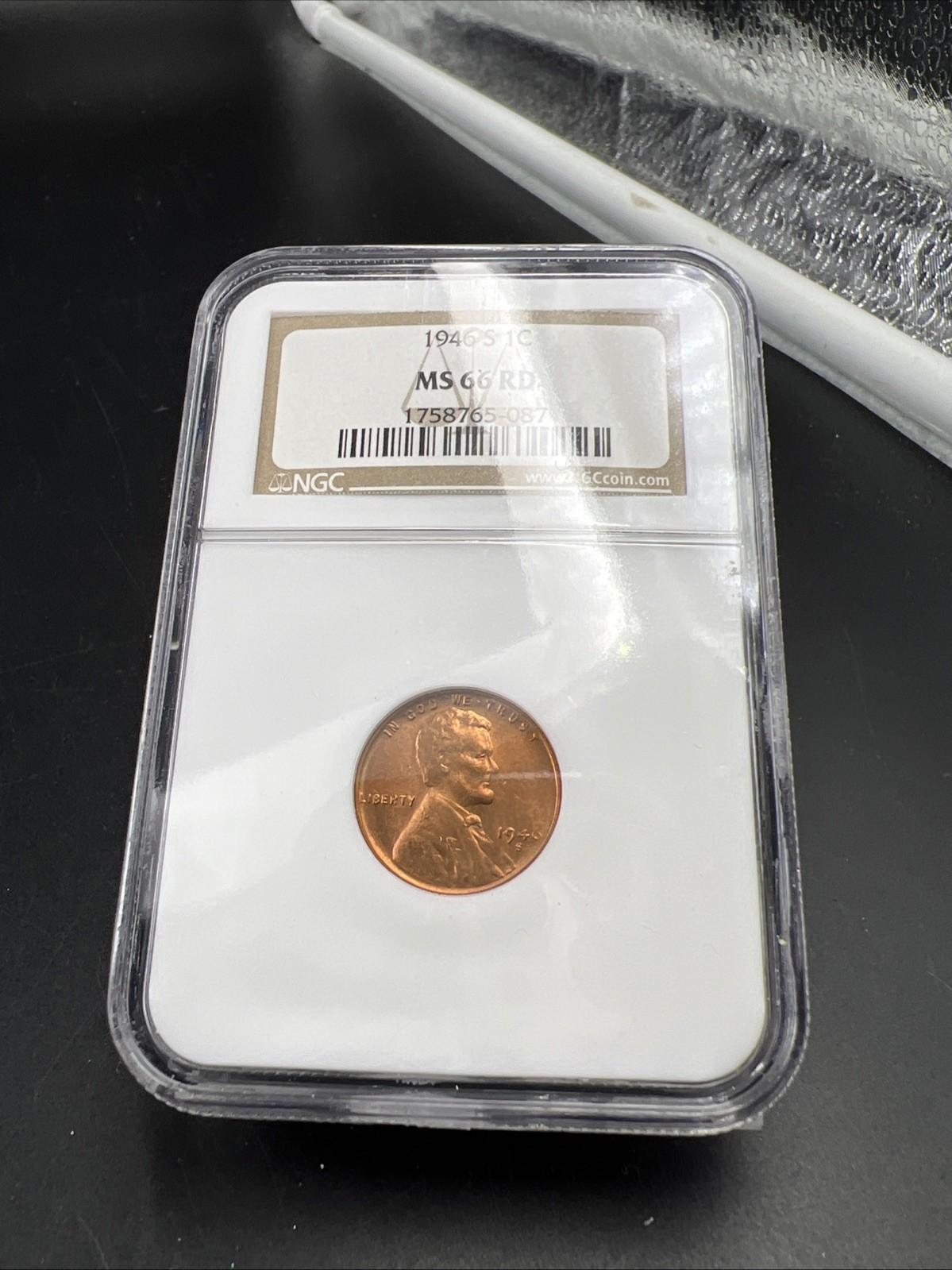1946 S 1c Lincoln Wheat Cent Penny Coin NGC MS66 Gem BU UNC #087
