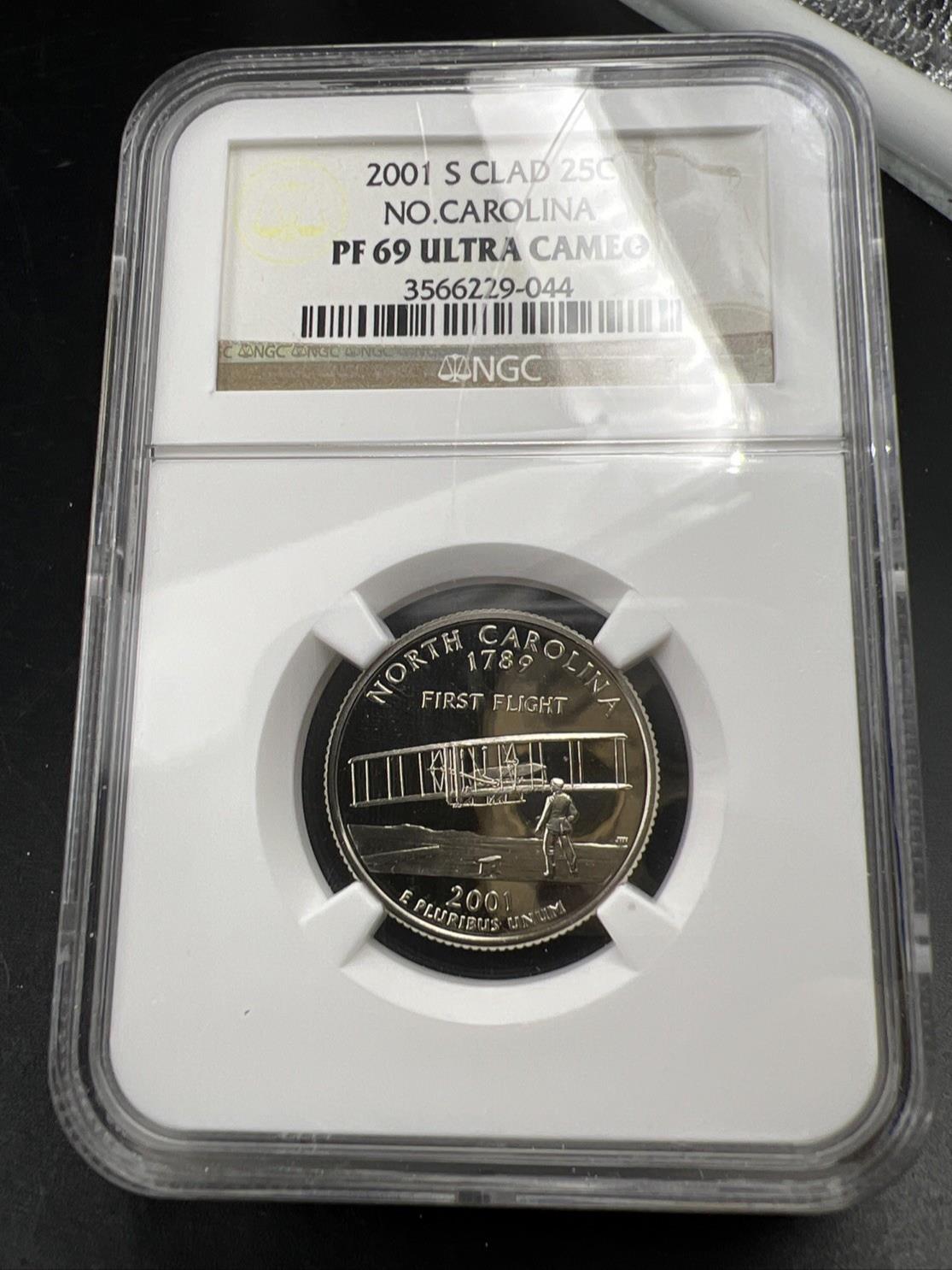 2001 S 25c Clad North Carolina Proof State Quarter NGC PF69 UCAM #044
