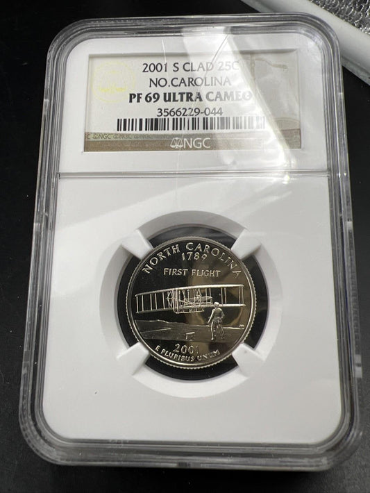 2001 S 25c Clad North Carolina Proof State Quarter NGC PF69 UCAM #044