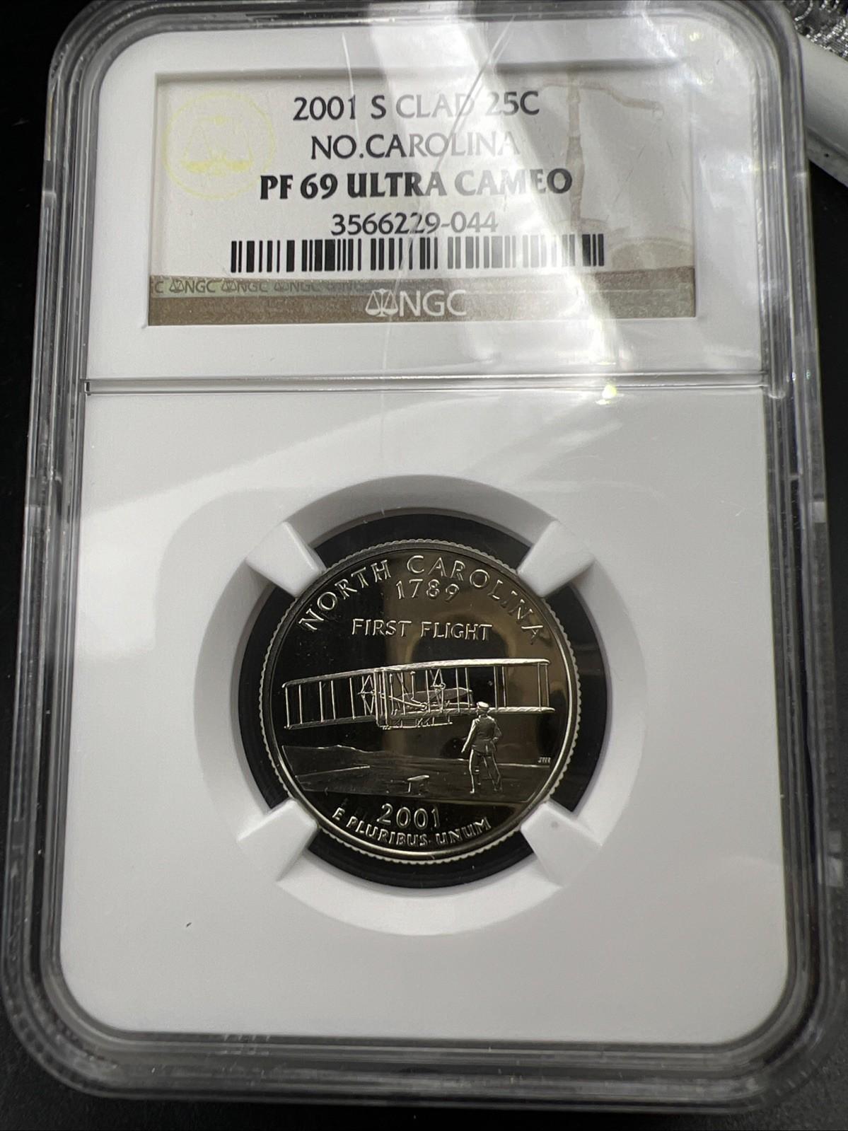 2001 S 25c Clad North Carolina Proof State Quarter NGC PF69 UCAM #044