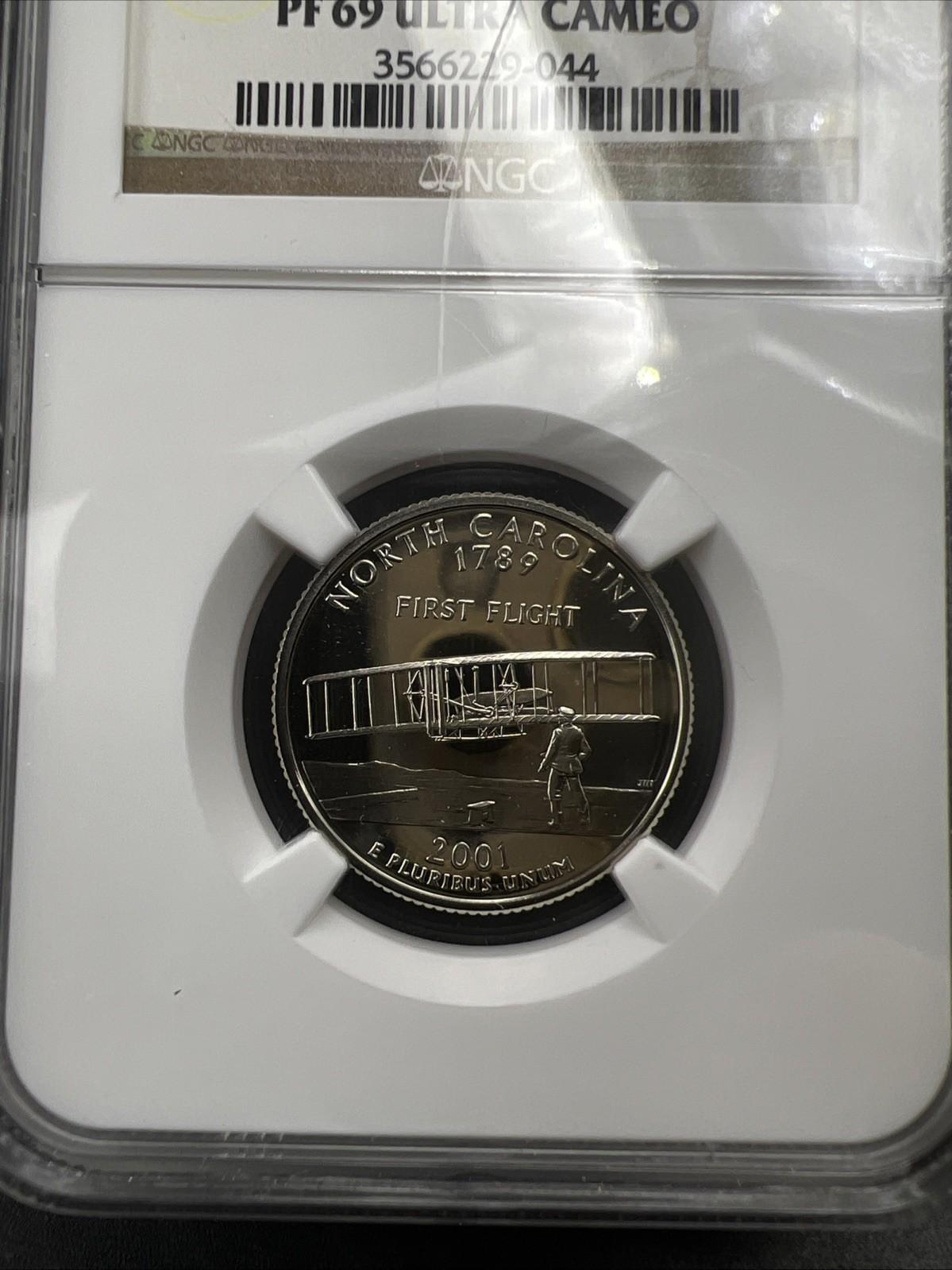 2001 S 25c Clad North Carolina Proof State Quarter NGC PF69 UCAM #044