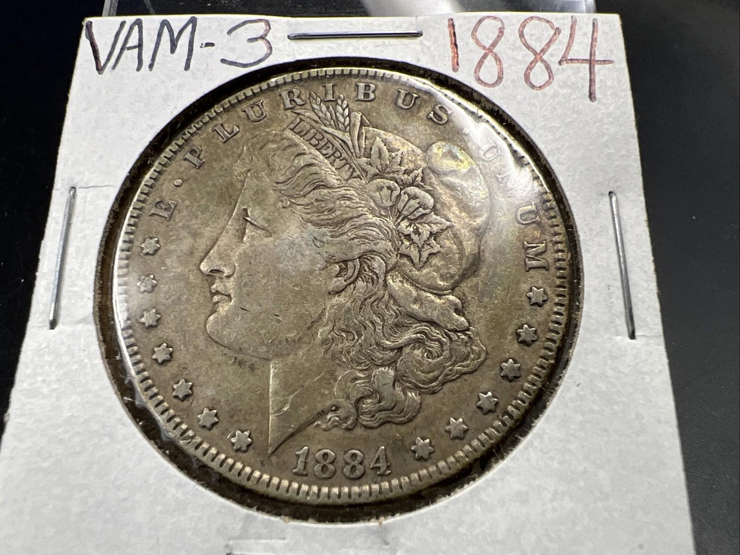 1884 P $1 Morgan Silver Dollar Coin VAM 3 Dot Initials Top 100 CH VF Very Fine