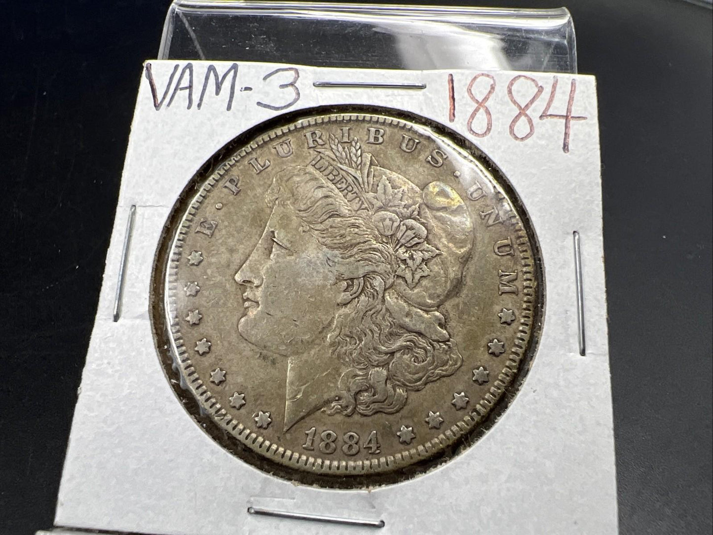 1884 P $1 Morgan Silver Dollar Coin VAM 3 Dot Initials Top 100 CH VF Very Fine