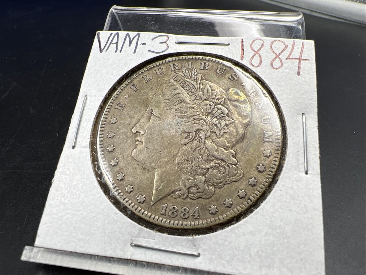 1884 P $1 Morgan Silver Dollar Coin VAM 3 Dot Initials Top 100 CH VF Very Fine
