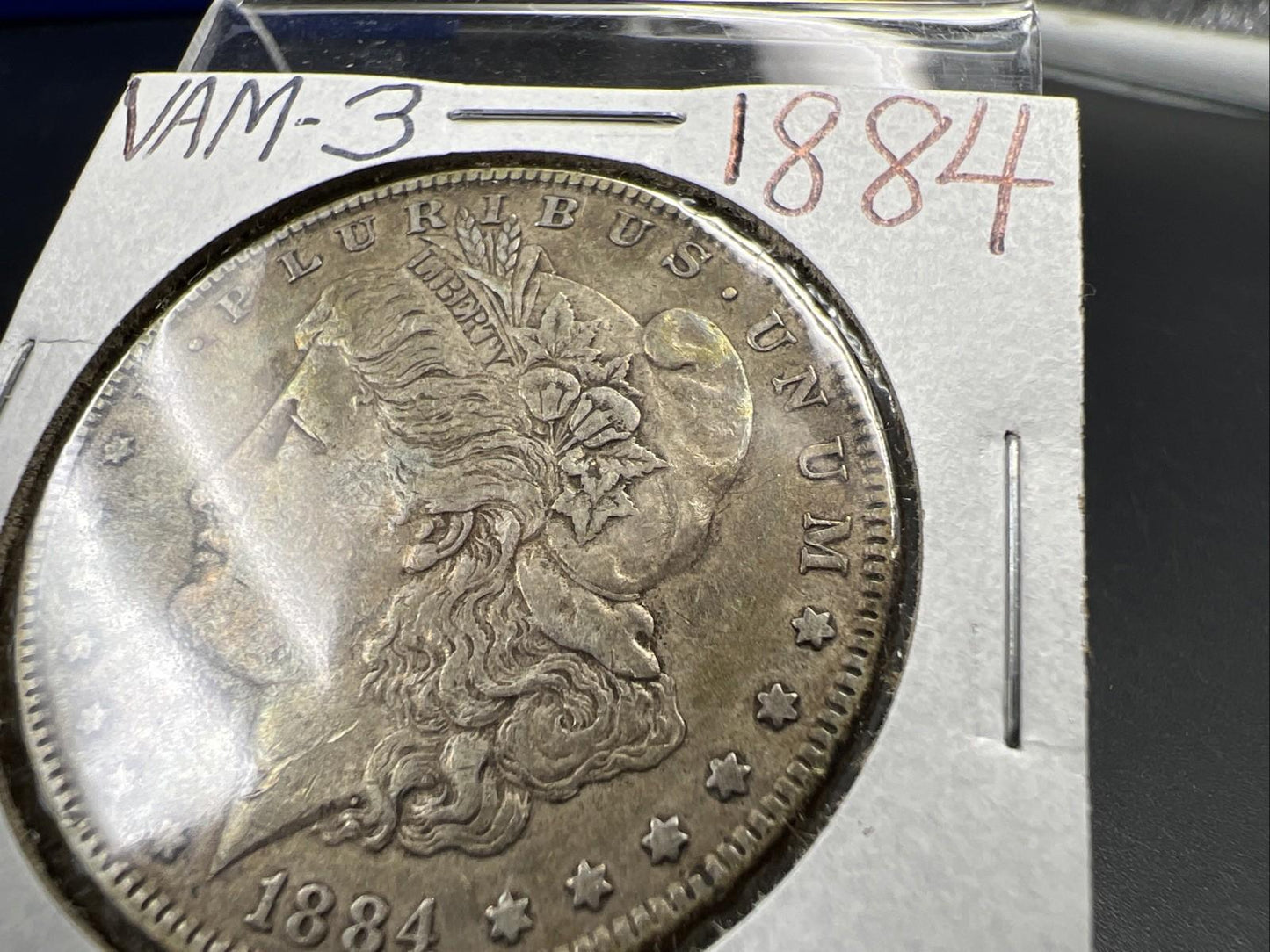1884 P $1 Morgan Silver Dollar Coin VAM 3 Dot Initials Top 100 CH VF Very Fine