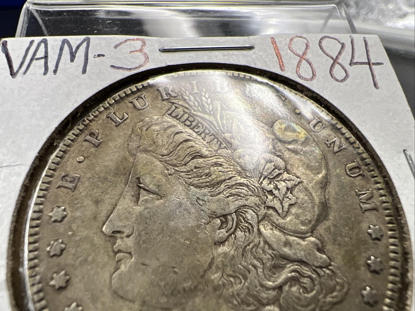 1884 P $1 Morgan Silver Dollar Coin VAM 3 Dot Initials Top 100 CH VF Very Fine