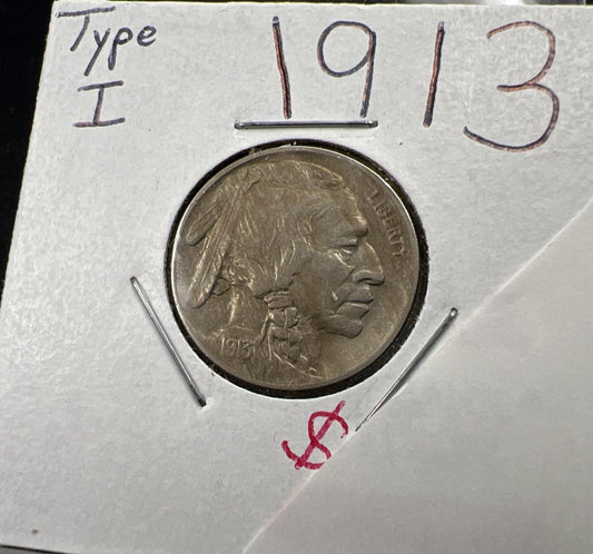 1913 5c Buffalo Five Cents Nickel Coin XF EF Extra Fine Circ SK#A