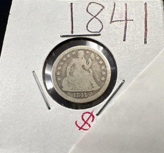1841 10c Seated Liberty Dime Coin Choice G Good Circ SK#A