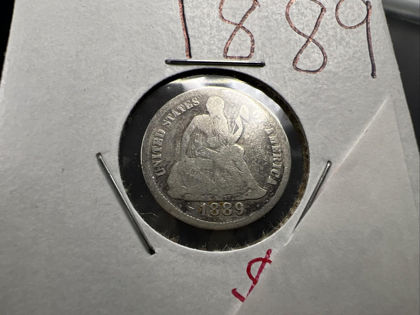 1889 10c Seated Liberty Dime Coin Choice AG About Good Circ SK#A