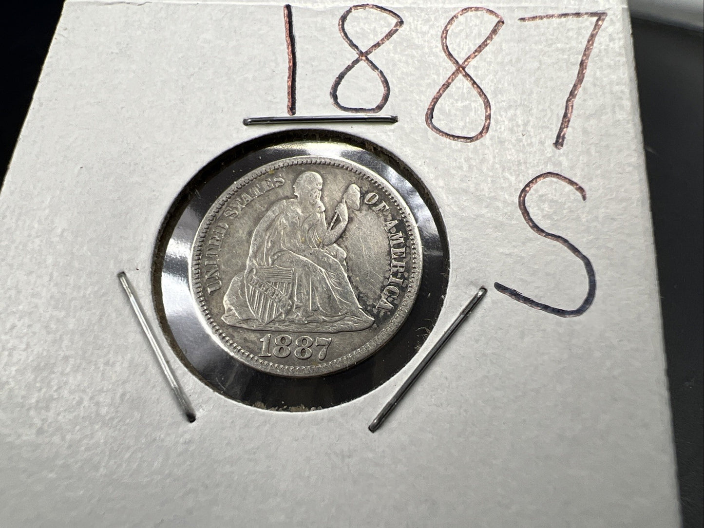 1887 S 10c Seated Liberty Silver Dime Coin XF EF Extra Fine Circ