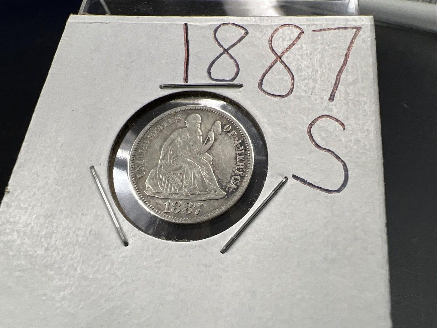 1887 S 10c Seated Liberty Silver Dime Coin XF EF Extra Fine Circ