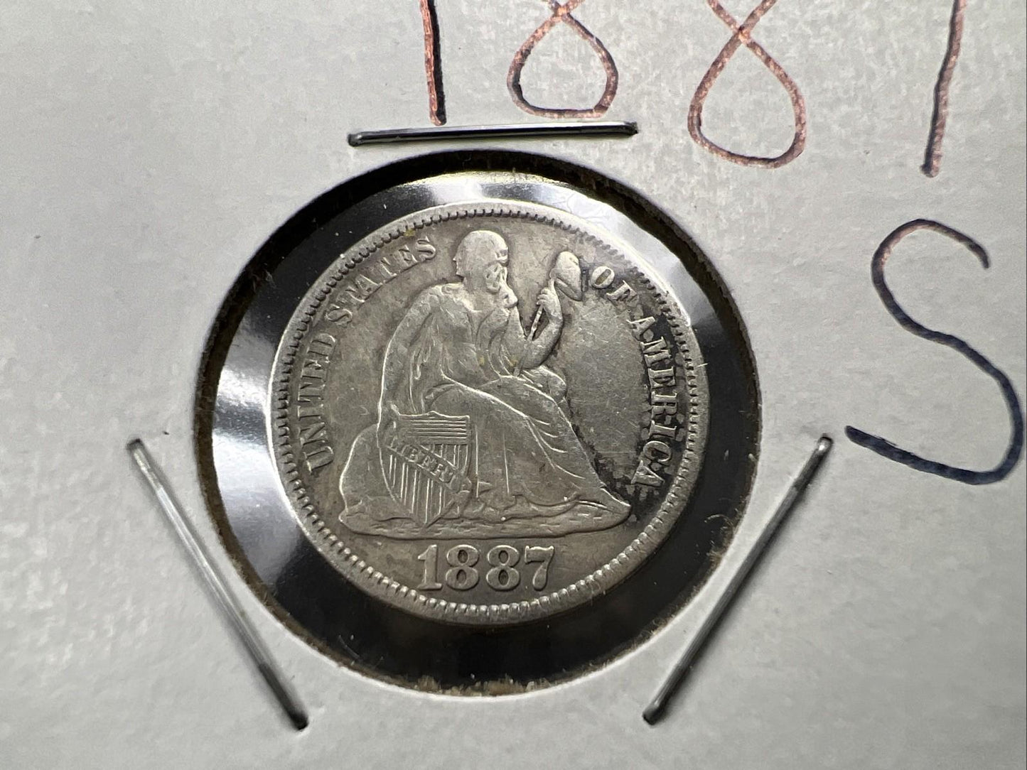 1887 S 10c Seated Liberty Silver Dime Coin XF EF Extra Fine Circ